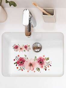 【自粘墙纸】透明全覆盖自粘墙纸 - 可移除PVC乙烯基材质，光面，不对称花卉图案（7.8英寸 x 11.4英寸）- 1片装，适用于墙面 - 1PC - 查看 7