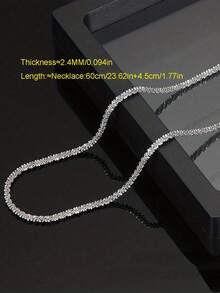 CVNANA 1 Pieza Unisex Collar Brillante Lleno De Estrellas Cadena De Clavícula De Acero De Titanio Brillante Cadena De Suéter De Pareja Ajustable - Plateado - Ver 10