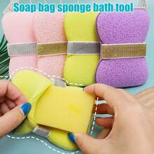 2-In-1 Double-Sided Exfoliating Bath Sponge Bag, Bathing Sponge Soap Bag, Body Scrubber Shower Loofah (12x8.5cm) - View 7