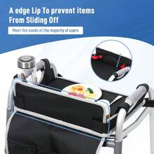 JFMkaer Walker Tray With Cup Holder – Folding Walker With Pockets & Non Slip Mat For Food,Mobility Trays Fits Most Standard Folding Walkers,Walker Accessories For Elderly - Black - View 5