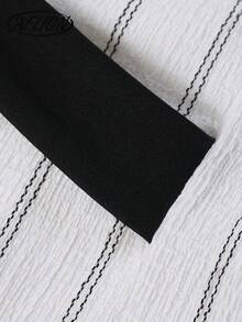 女士白色条纹方领无袖迷你连衣裙 - 侧边系带腰身，时尚复古Y2K风格极简A字迷你裙，适合夏季约会、派对、音乐会、通勤、海滩度假 - 白色 - 查看 5