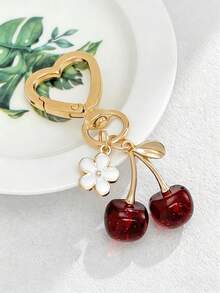 2 Pieces Of New Boy's And Girl's Universal Shiny Imitation Cherry Keychains, Fashionable And Exquisite Three-Dimensional Cherry Blossom Accessory, Bag Hanger - Multicolor - View 1