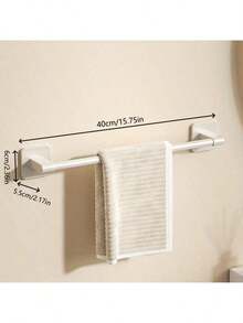 1pc No Drill Towel Rack, Wall Mounted Toilet Storage Shelf, Bathroom Single Bar Towel Rack - Multicolor - View 15