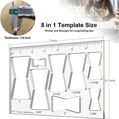 8-In-1 Router Template Set For Woodworking - Acrylic Bowtie, Butterfly, And Star Inlay Designs, Perfect For Crafting And DIY Projects, Crafting Essentials | Decorative Inlay | Durable Acrylic, Woodworking Templates
