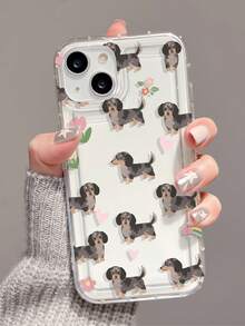 1pc Fashionable Puppy Heart Pattern Transparent TPU Cushion Shock-Absorbing Phone Case Compatible With IPhone 16/16Pro/16Plus/15/15ProMax/15Pro/11/12/13/14ProMax/12Mini/13Mini/11Pro/11ProMax/12Pro/12ProMax/13Pro/13ProMax/14Pro/14ProMax, Soft Case With Elegant Touch - Multicolor - View 1