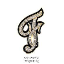 1pc Cute Zinc Alloy Rhinestone & Enamel 26 English Letter Brooch, Suitable For Women's Daily Wear - Gold and Black - View 23