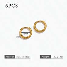 6pcs 304 Stainless Steel 18K Gold-Plated Multi-Size Round Ear Cuff Earrings DIY Charm Jewelry Earring Making Accessories Women's Stainless Steel Jewellery Earring Components - Earrings - View 8