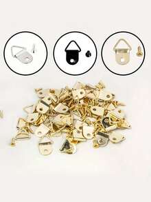 Bộ 10 móc treo tranh tam giác bằng kim loại kèm ốc vít, vòng treo nhỏ dùng để trưng bày tranh, bộ 100 chiếc (50 móc + 50 ốc vít), bộ 200 chiếc (100 móc + 100 ốc vít) - Nhiều màu - Xem 3