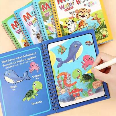 2/4/6/8pcs Magic Water Color Painting Books (Assorted Designs), Random Color Pens. Educational & Reusable Watercolor Painting (Random Border Color For Books & Pens), Suitable For Office, School, Drawing, Students, Markers, Stationery, School Supplies. Watercolor Painting, Holiday Party Birthday Gift. This Is A Wonderful Book That Allows You To Create Fun And Creative Designs Using Water.