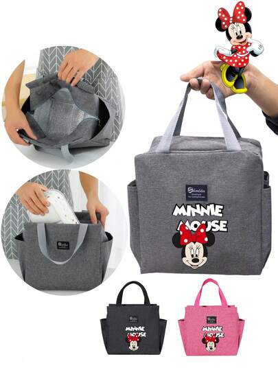 1 túi đựng cơm trưa cách nhiệt hình chuột dễ thương, túi giữ nhiệt di động dành cho nữ sinh, túi giữ lạnh chống thấm nước có thể tái sử dụng cho trường học, công việc, dã ngoại, hộp đựng cơm dung tích lớn có túi bên hông.