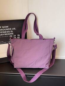 大容量托特包带零钱包 1个 新款韩版学院风中学生书包休闲包斜挎单肩包帆布包斜挎包，女士包带零钱包和笔记本电脑隔层，轻便、便携、可折叠、经典休闲，适合青少年女孩、女性、大学生、教师、学生手提包、大学必备包、教师礼物、情人节礼物 - 紫色 - 查看 7