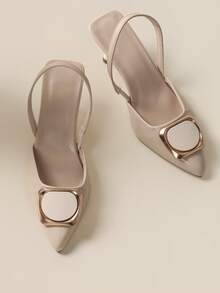 Nuevos zapatos de tacón alto de punta fina y diseño de espalda abierta, versátiles para uso en fiestas - Albaricoque - Ver 11