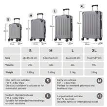YONSLY 4-Piece Wheeled Suitcase Set With 360° Wheels, Combination Lock, Robust Double Zipper, Mesh Pocket, Soft Rubber Handle, 16/20/24/28 Inch Trolley Suitcase, Hard Shell Carry-On Luggage Set (4-Piece Set, S, M, L & XL) - 淺灰色 - 查看 2
