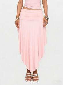 Chân váy xếp ly cạp cao dáng suông dành cho nữ, thanh lịch và thời trang, thích hợp cho đi biển, kỳ nghỉ, lễ hội, màu hồng mùa xuân. - Hồng - Xem 4