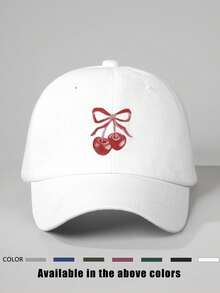 1 件樱桃印花可调节棒球帽，户外防晒休闲帽，适合春季、秋季、旅行、海滩、Y2K 风格青年帽 - 棒球帽 - 查看 24