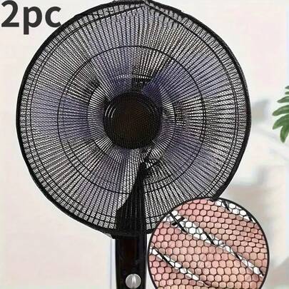 2pcs Washable Fan Dust Covers - Black Mesh Safety Nets With Finger Protection, Dust-Proof & Air Quality Improving, Perfect For Home And Office Use, Office Safety Net | Easy Installation | Washable Mesh Fabric