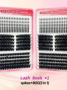 Asiteo 540/570pcs Russian Lash Extensions Kit Spikes Lash Individuals 3D Volume Eyelash Clusters D-Curl Lash Clusters Kit 10-18MM ,Spike Lashes Individual Lash Clusters, Multi-Type Look, Spikes/80D Individual Soft DIY Eyelash Extension At Home - D - View 7
