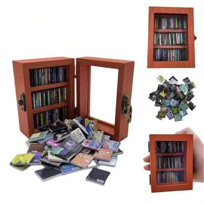 1 chiếc kệ sách trang trí giảm căng thẳng, phong cách cổ điển, sáng tạo. Kệ sách nhỏ hình vuông đơn giản, chân thực, có ngăn chứa đồ, thích hợp trang trí phòng khách hoặc phòng ngủ.