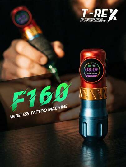 1 Set New Stylish Wireless Tattoo Machine Pen Kit, Direct Drive System Custom Motor Tattoo Pen, 3.5mm Stroke, Includes 20pcs Tattoo Needles, 10 Colors Ink, Suitable For Tattoo Art