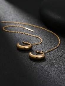 1 Pair Women's Plain C-Shape Element Copper Ear Cuff Earrings - Yellow Gold - View 7
