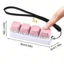 Stress Relief Gift 4-In-1, Keyboard Fidget Clicker With Keychain, Portable Decompression Button Toy For Office Travel, Anxiety Relief Gadget For Adults - Black+Pink - View 8