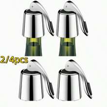 Bộ 2/4 nút đậy chai rượu bằng silicon tái sử dụng - Phụ kiện bảo quản đồ uống lý tưởng, quà tặng Giáng sinh. - Nhiều màu - Xem 1