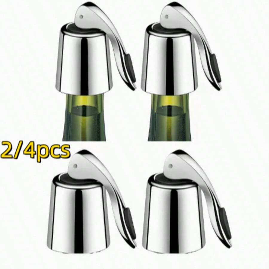 Bộ 2/4 nút đậy chai rượu bằng silicon tái sử dụng - Phụ kiện bảo quản đồ uống lý tưởng, quà tặng Giáng sinh. - Nhiều màu - Xem 1