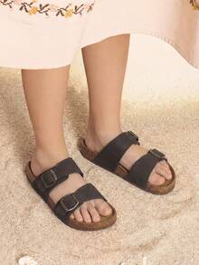 Girls Boys Slides For Kids Non-Slip With Adjustable Straps For Indoor & Outdoor Toddler Little Kid/Big Kid - 巧克力棕 - 查看 7