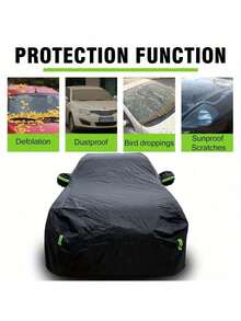 SUV Car Cover, Waterproof, Sunproof, Rainproof, Snowproof, Frost-Proof, Dustproof All-Weather Universal Car Cover. Winter Ice & Snow Insulation, Reflective Straps, Windproof Thickened Outdoor Car Cover - Black - View 5