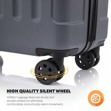 YONSLY 4-Piece Wheeled Suitcase Set With 360° Wheels, Combination Lock, Robust Double Zipper, Mesh Pocket, Soft Rubber Handle, 16/20/24/28 Inch Trolley Suitcase, Hard Shell Carry-On Luggage Set (4-Piece Set, S, M, L & XL) - 深灰色 - 查看 4