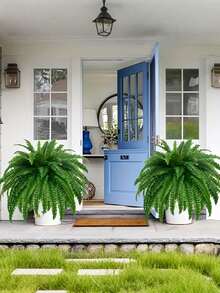 1pc/2pcs/3pcs Artificial Boston Fern Plant, Suitable For Home, Office, Garden, Porch, Farmhouse Decor, Plastic Realistic Green Plant, Suitable For Wedding, Anniversary, Holiday Decoration, All-Season Spring & Summer Decor, Can Be Hung For Display, Indoor & Outdoor Use, Excluding Planter (Plant Only, No Planter) Large Artificial Boston Fern, 34-Inch Large Fake Greenery Plant, Outdoor Artificial Green Plant, Suitable For Outdoor, Home & Office - Green - View 10