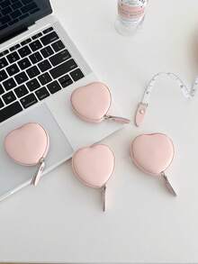 1 pieza Cinta métrica retráctil de cuero PU con forma de corazón, 150 cm (59,06 pulgadas) Regla multifuncional mini, Cinta métrica de cuero para la cintura, Portátil para uso doméstico - Rosa - Ver 5