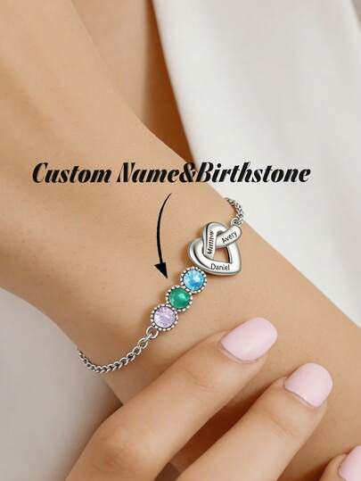 1pc Family Birthstone Bracelet, Mother's Day Gift, Delicate Bracelet, Birthstone Jewelry, Gift For Mom, Birthday Present