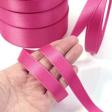 25 Yards/Roll Satin Ribbon, Solid Fuchsia Color, Shiny Fabric Suitable For DIY Wedding Invitations, Bridal Bouquets, Gift Wrapping, Party Decorations, Sewing Crafts, Bridal Bouquet Accessories, Wedding Decorations - Hot Pink - View 3