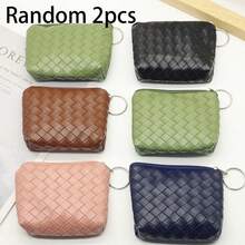 Ví đựng tiền xu dệt họa tiết, ví mini, túi đựng tiền xu có móc khóa, túi cầm tay nhỏ dành cho học sinh. - Nhiều màu - Xem 6