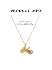 1 chiếc dây chuyền mặt hình xe đạp bằng thép không gỉ, chống thấm nước, không phai màu, thiết kế độc đáo, thích hợp cho nữ giới đeo hàng ngày. - Vàng - Xem 2