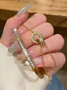 2件套精美奢华不锈钢镀金星空手镯套装，防褪色防水，女士珠宝 - 兩件套 - 查看 7
