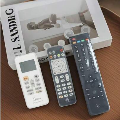 1pc Teddy Bear Ear Silicone Remote Control Protector Cover, Waterproof Stretchable Transparent Sleeve For Air Conditioner TV