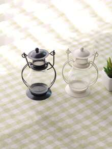 1pc Iron Candle Holder With Glass Cover, Small Horse Lamp Crafts, Creative Kerosene Lamp, Versatile Use - Multicolor - View 7