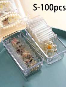 100-Piece Set Of High-Quality Reusable Self-Sealing Bags: Transparent PVC Jewelry Storage Pouches. These Resealable, Anti-Oxidation Bags Are Ideal For Organizing And Preserving Souvenirs, Collectibles, And Various Types Of Jewelry-Including Earrings, Rings, And Necklaces. An Essential Accessory For Jewelry Storage And Maintenance, They Also Serve As The Perfect Containers For Organizing Your Jewelry While Traveling. - Multicolor - View 15