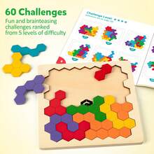 Coogam Wooden Tangram Puzzle, Creative Color & Shape Pattern Matching Game, 3D Logic Brain Teaser With Geometric Building Blocks, Enhances Spatial Reasoning, Problem-Solving & Cognitive Skills, Interactive STEM Educational Toy For Kids & Adults, Ideal For Family Game Night, Classroom Learning, Or Travel Entertainment, Perfect Birthday Gift For 3+ Years And Adults - Multicolor - View 11