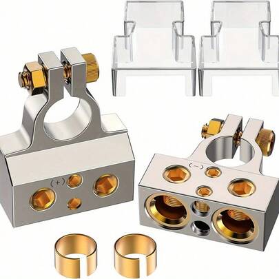 2pcs Battery Terminal, Heavy Duty Automotive Battery Terminal Connector With Protective Cover For Cars, Trucks, Etc.