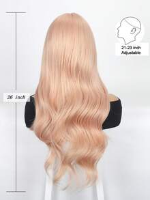 26-Inch Rose Pink Long Curly Wig, Heat-Resistant Synthetic Fiber Wig, Fashionable Style For Women's Daily Wear. - Rusty Rose - View 7