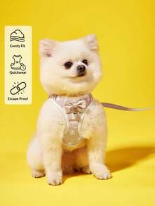 Escape-Proof Walking Harness & Leash Set, Adjustable Breathable Mesh Chest Strap, Suitable For Small Cats & Dogs - Beige - View 2