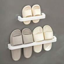 Non-Electric Plastic Wall-Mounted Shoe Rack - Non-Wooden, Suitable For Storing Slippers And Shoes, Great For Bathroom, Bedroom, Home And Dorm Use - White - View 1