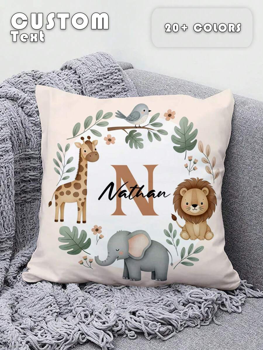 1 pieza Funda de almohada personalizable con texto impreso a doble cara, adecuada para regalos de vacaciones, funda de almohada con patrón DIY, regalo para familia, amigos y para ti mismo - Blanco - Ver 1