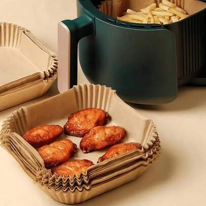 100pcs Air Fryer Liners Square Thickened Large Size, Home Use Oil Absorption Paper Baking Paper, Free Hands After Meal,  Baking Tray For Home Kitchen