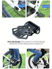 1 pieza Nuevo pedal trasero plegable de acero reforzado para bicicleta de montaña, accesorio de pedal plegable de acero de manganeso para rueda trasera de bicicleta de montaña, accesorio de pedal plegable universal para montar de pie en rueda trasera - Multicolor - Ver 6