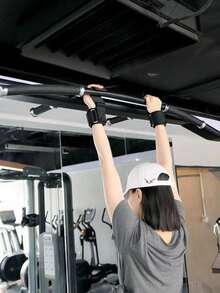 1只健身举重腕带拉力式举重手套 - 黑色 - 查看 6