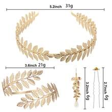 8pcs Greek Goddess Style Costume Accessories Set, Including Leaf Crown, Headband, Bracelet, Earrings And Bridal Headpiece, With Halloween Theme - Multicolor - View 2